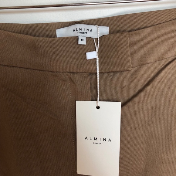Almina Concept High Waisted Pleated Olive Khakhi Shorts Tencel Blend Size 6 - Picture 5 of 9